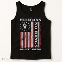 Military Veterans Protest USA Flag No Kings America Protest Gift Tank Top thumb 2