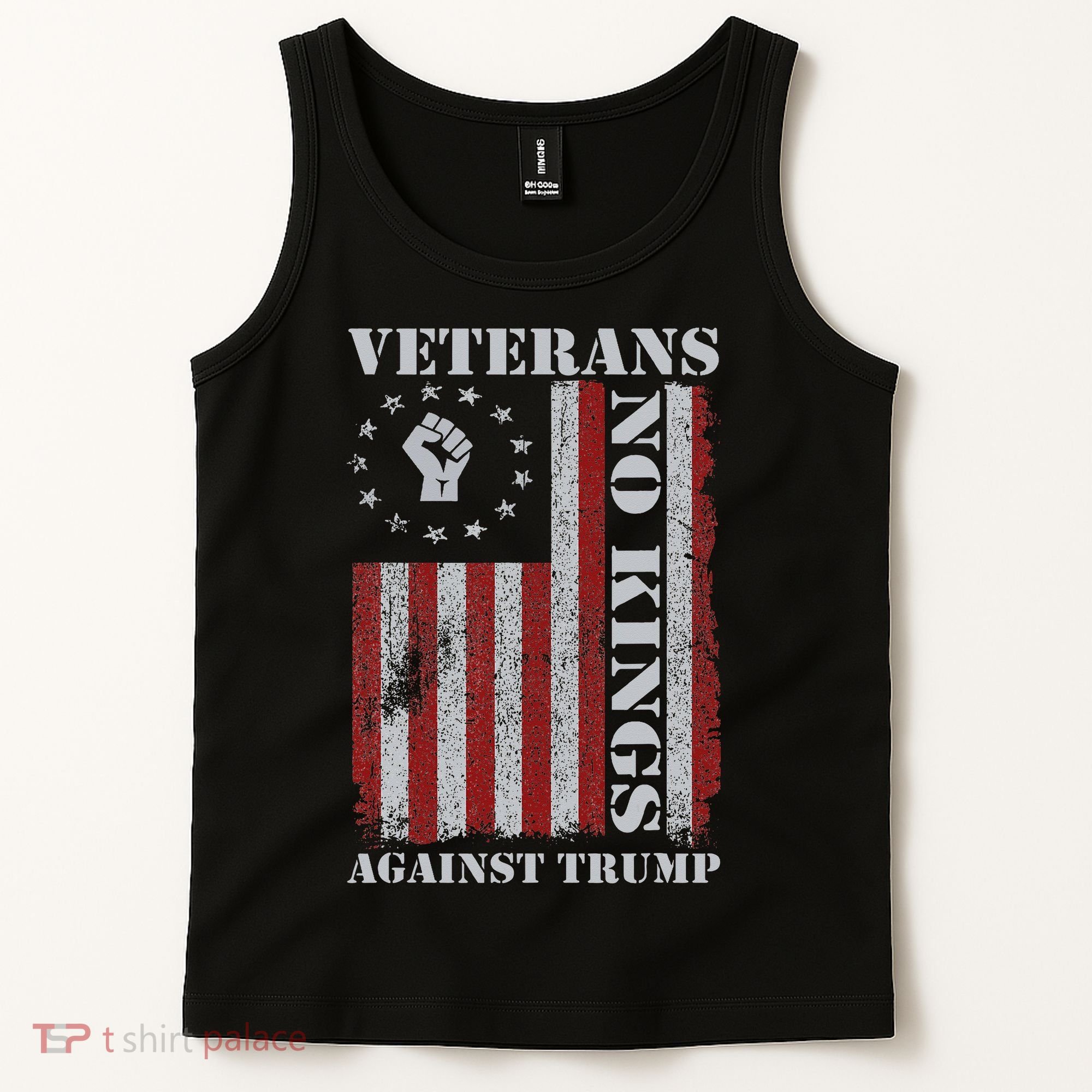 Military Veterans Protest USA Flag No Kings America Protest Gift Tank Top