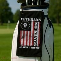 Military Veterans Protest USA Flag No Kings America Protest Gift Golf Towel thumb 2