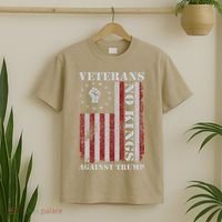 Military Veterans Protest USA Flag No Kings America Protest Gift T-Shirt thumb 2