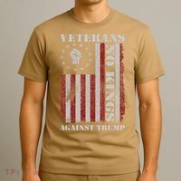 Military Veterans Protest USA Flag No Kings America Protest Gift T-Shirt thumb 3