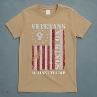 Military Veterans Protest USA Flag No Kings America Protest Gift T-Shirt thumb 5