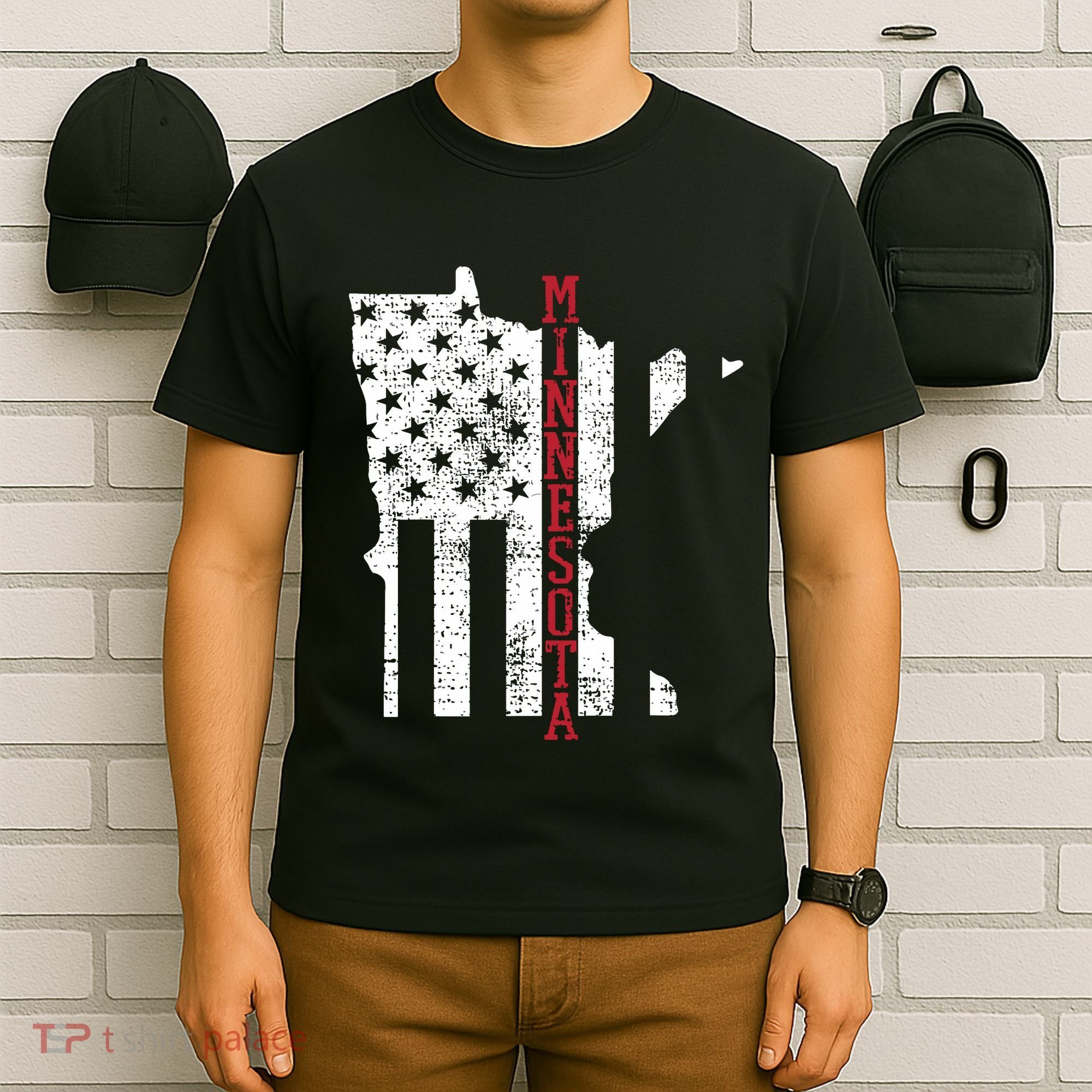 Minnesota Vintage Retro Usa Flag America Merica 4th Of July T-Shirt