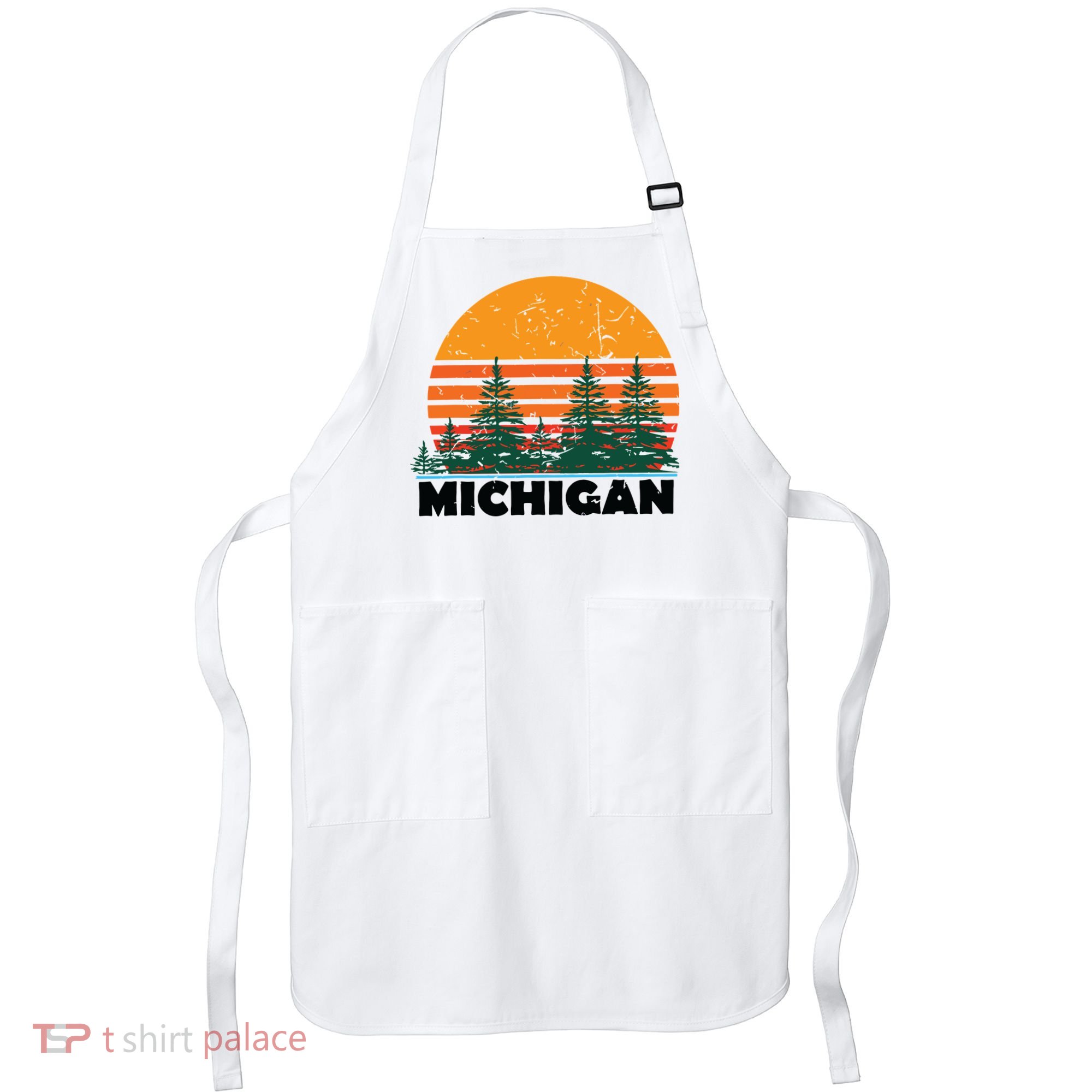 Michigan Vintage Retro Sunset Mi State Gift Apron