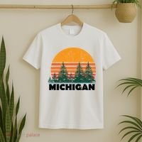 Michigan Vintage Retro Sunset Mi State Gift T-Shirt thumb 2