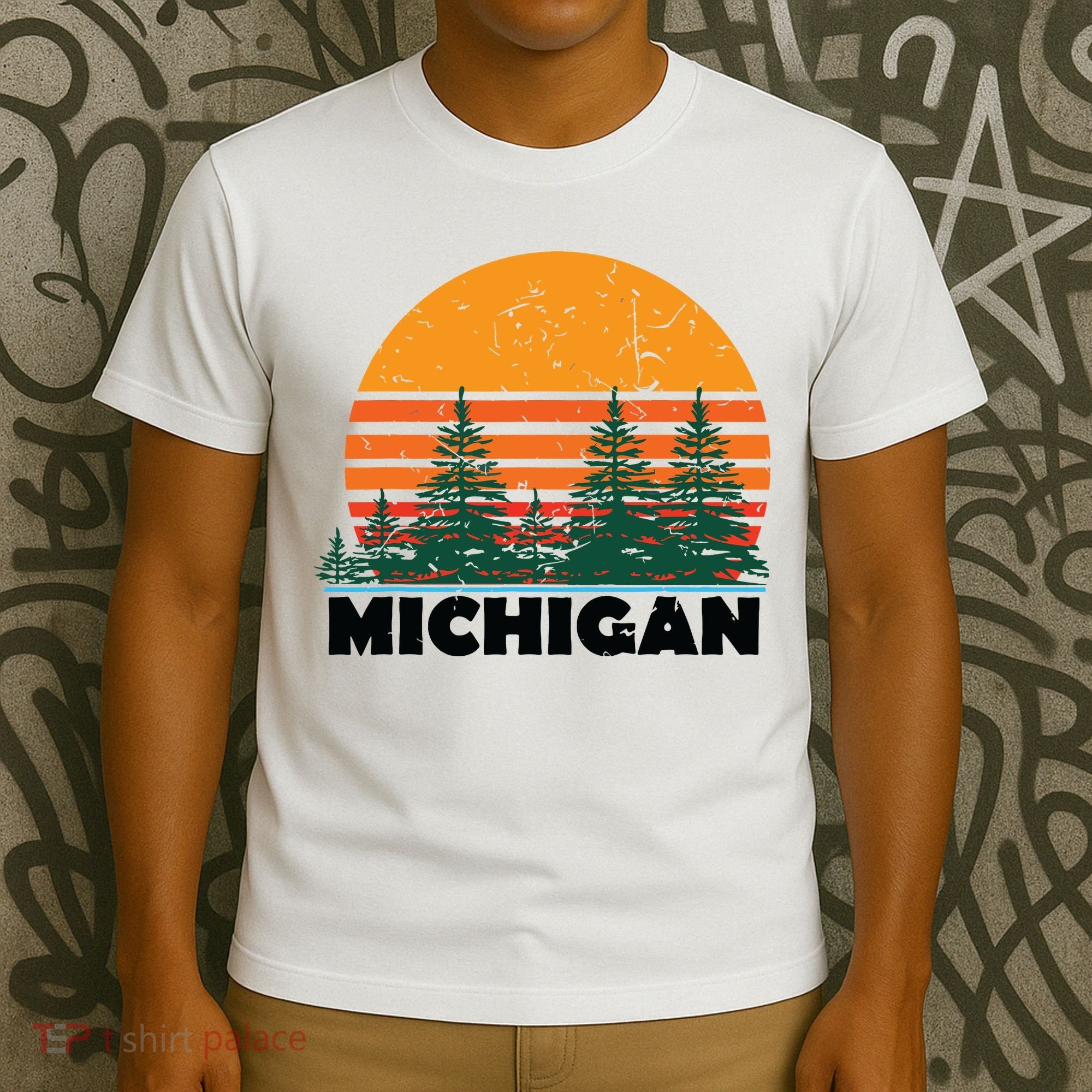 Michigan Vintage Retro Sunset Mi State Gift T-Shirt