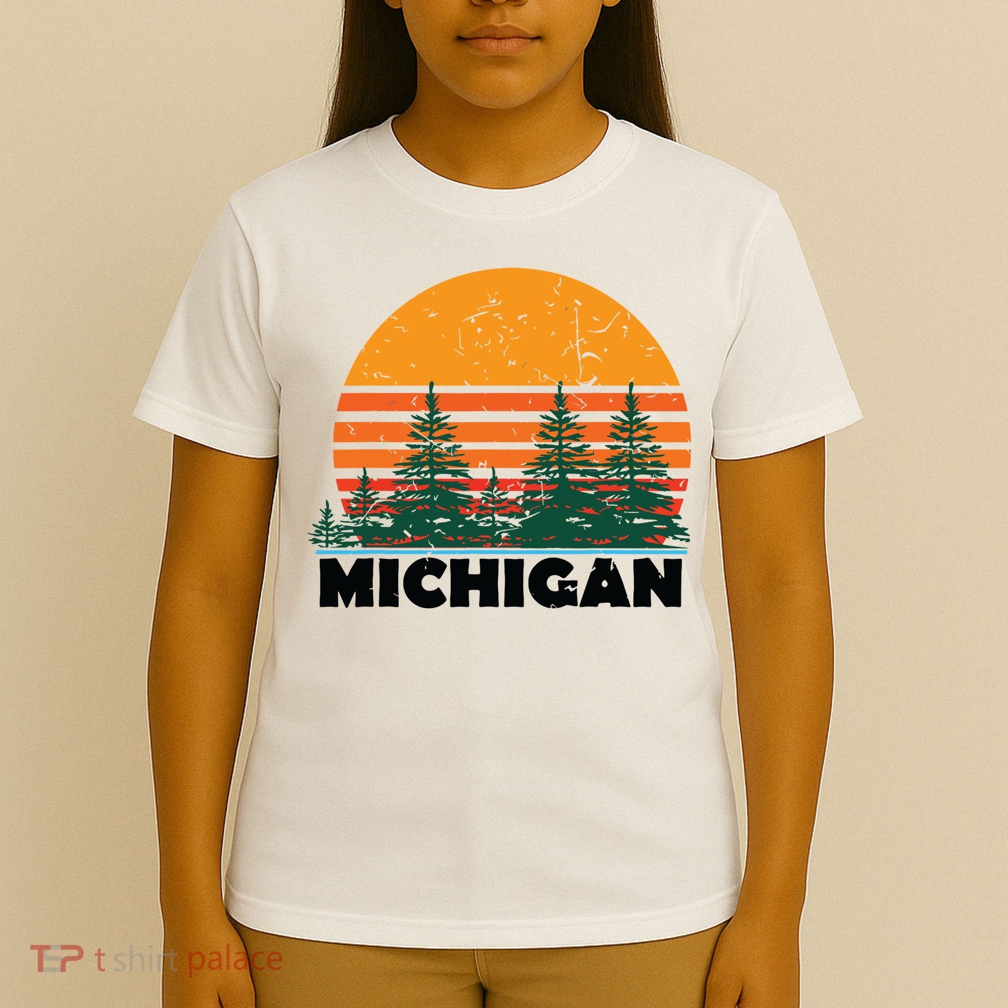Michigan Vintage Retro Sunset Mi State Gift T-Shirt