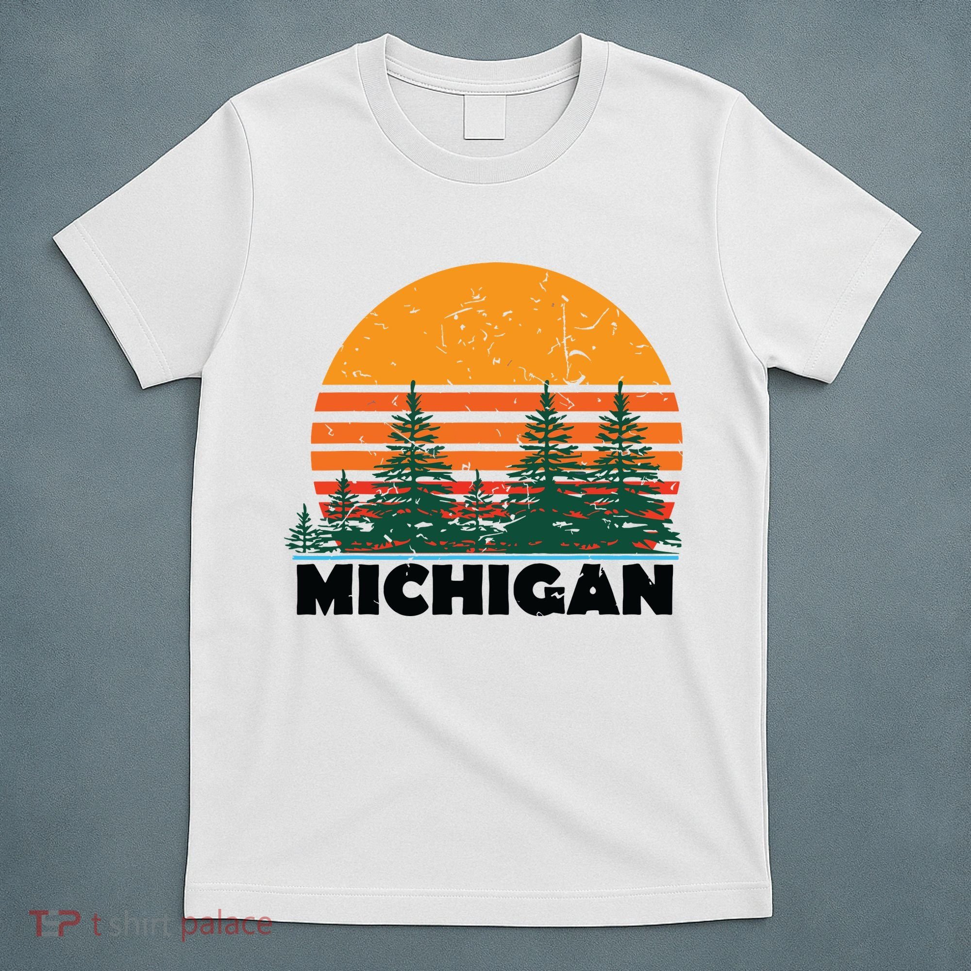 Michigan Vintage Retro Sunset Mi State Gift T-Shirt