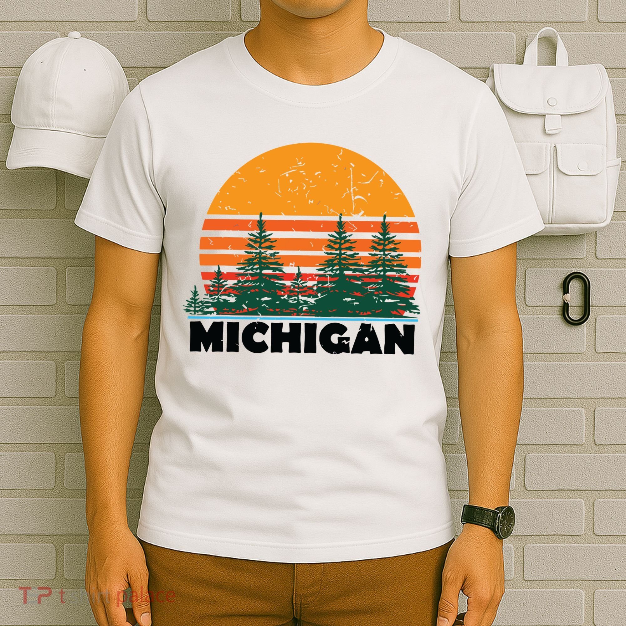 Michigan Vintage Retro Sunset Mi State Gift T-Shirt