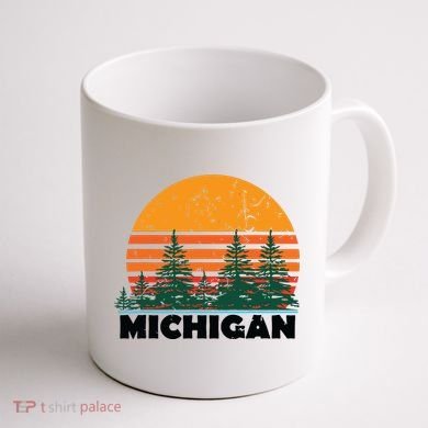 Michigan Vintage Retro Sunset Mi State Gift Coffee Mug back
