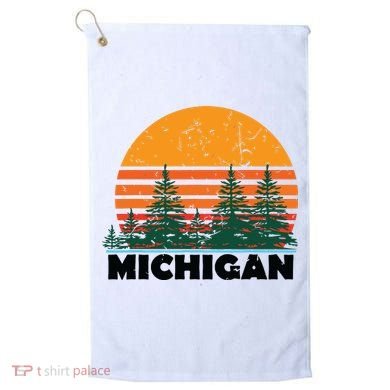 Michigan Vintage Retro Sunset Mi State Gift Golf Towel