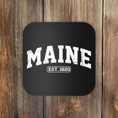 Maine Vintage State Athletic Style Swea Coaster