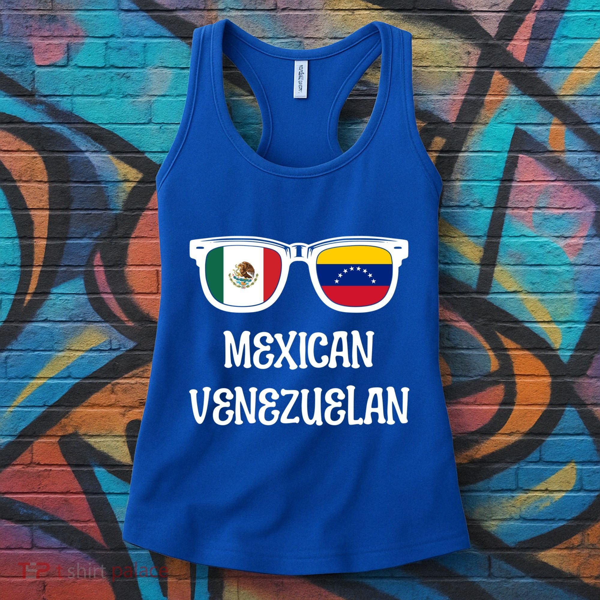 Mexican Venezuelan Sunglasses Mexico Flag Venezuela Flag Funny Gift Women's Tank Top