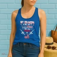 Military Veteran Support My Grandpa Us Veteran My Hero Gift Women's Tank Top thumb 2