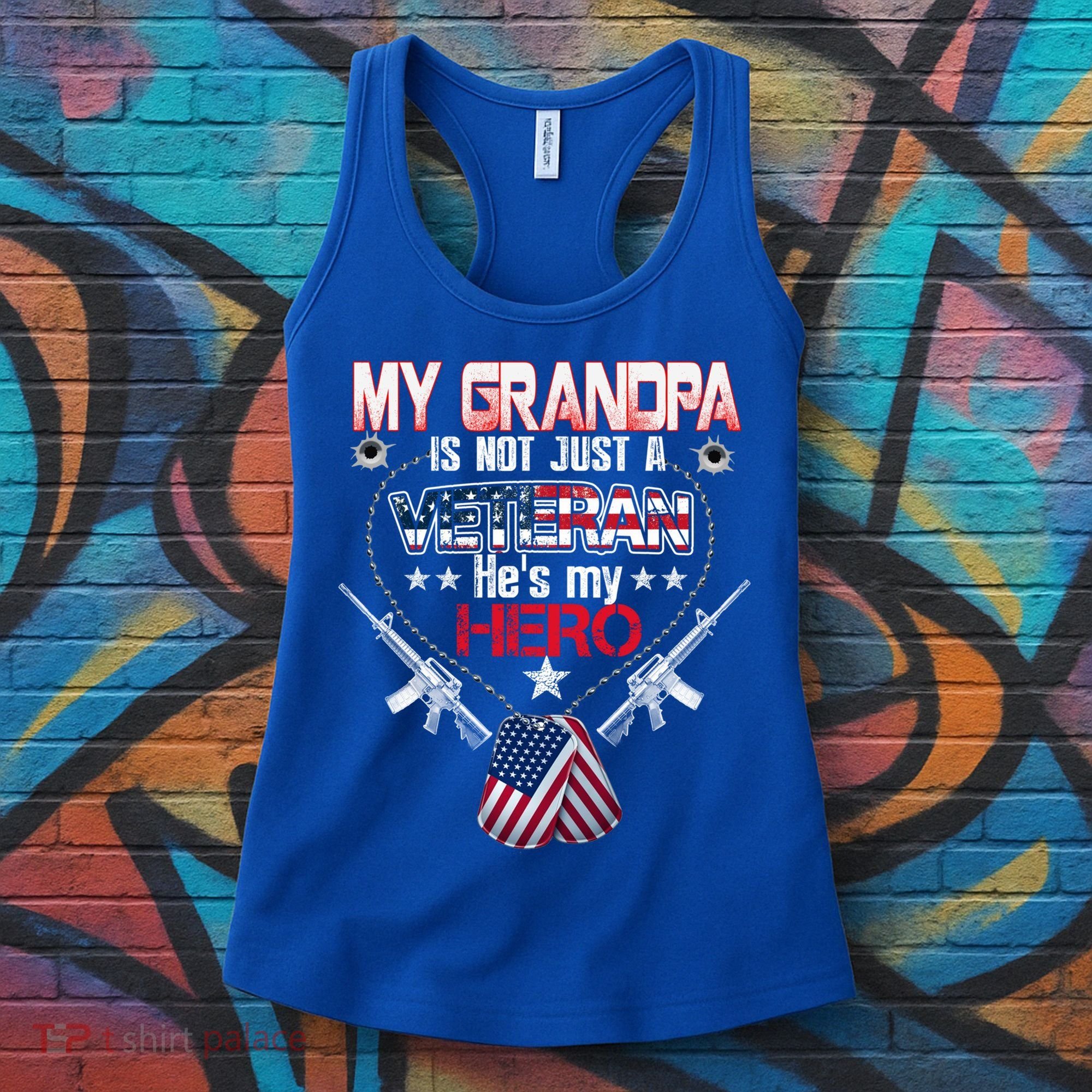 Military Veteran Support My Grandpa Us Veteran My Hero Gift Women's Tank Top