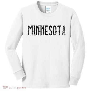 Minnesota Vintage Script MN Kids Long Sleeve Shirt