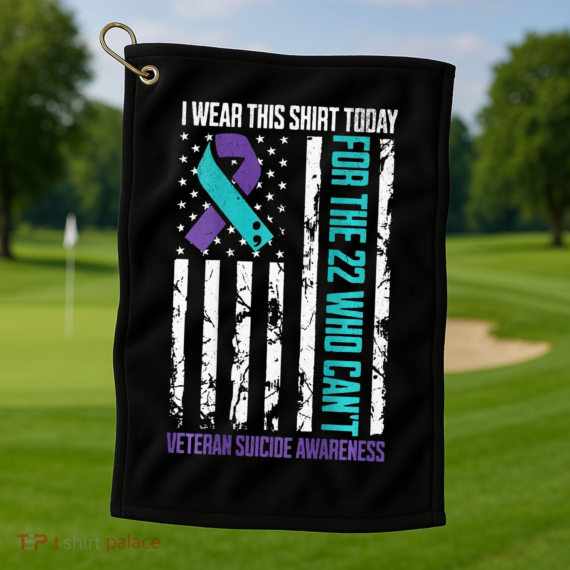 Military Veteran Suicide Awareness Crisis Number Golf Towel