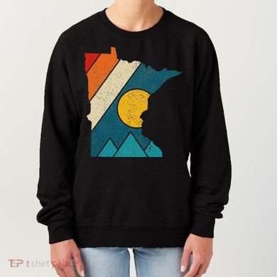 Minnesota Vintage State Map Mountains Hiking Pride Gift Women's Sweatshirt