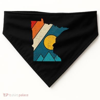 Minnesota Vintage State Map Mountains Hiking Pride Gift USA-Made Doggie Bandana