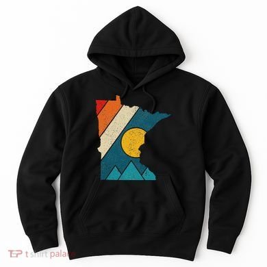 Minnesota Vintage State Map Mountains Hiking Pride Gift Hoodie