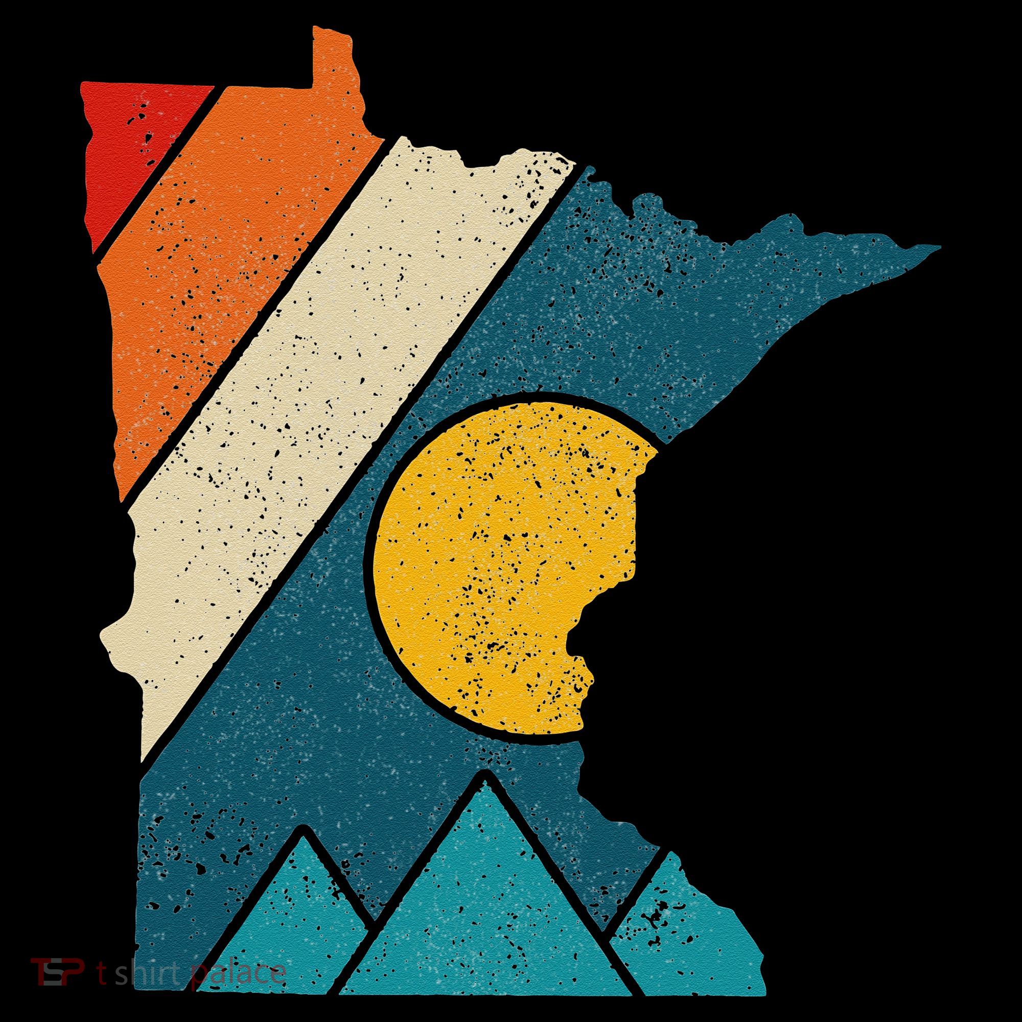 Minnesota Vintage State Map Mountains Hiking Pride Gift T-Shirt