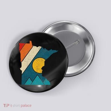 Minnesota Vintage State Map Mountains Hiking Pride Gift Button