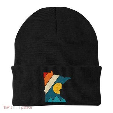 Minnesota Vintage State Map Mountains Hiking Pride Gift Beanie