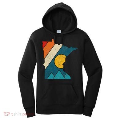 Minnesota Vintage State Map Mountains Hiking Pride Gift Women's Hoodie