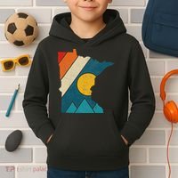 Minnesota Vintage State Map Mountains Hiking Pride Gift Kids Hoodie thumb 2