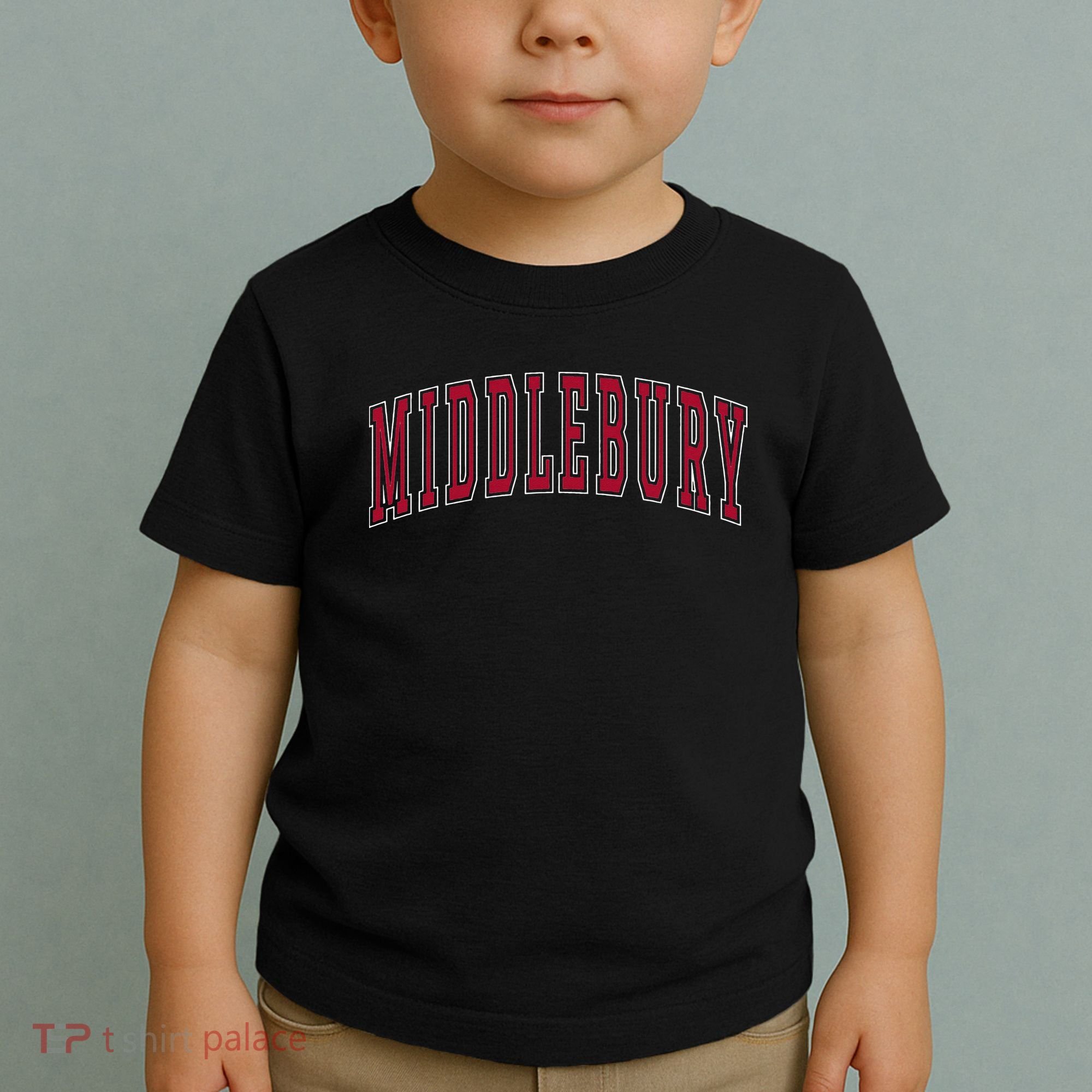 Middlebury Vermont Souvenir College Style Red Text Toddler T-Shirt