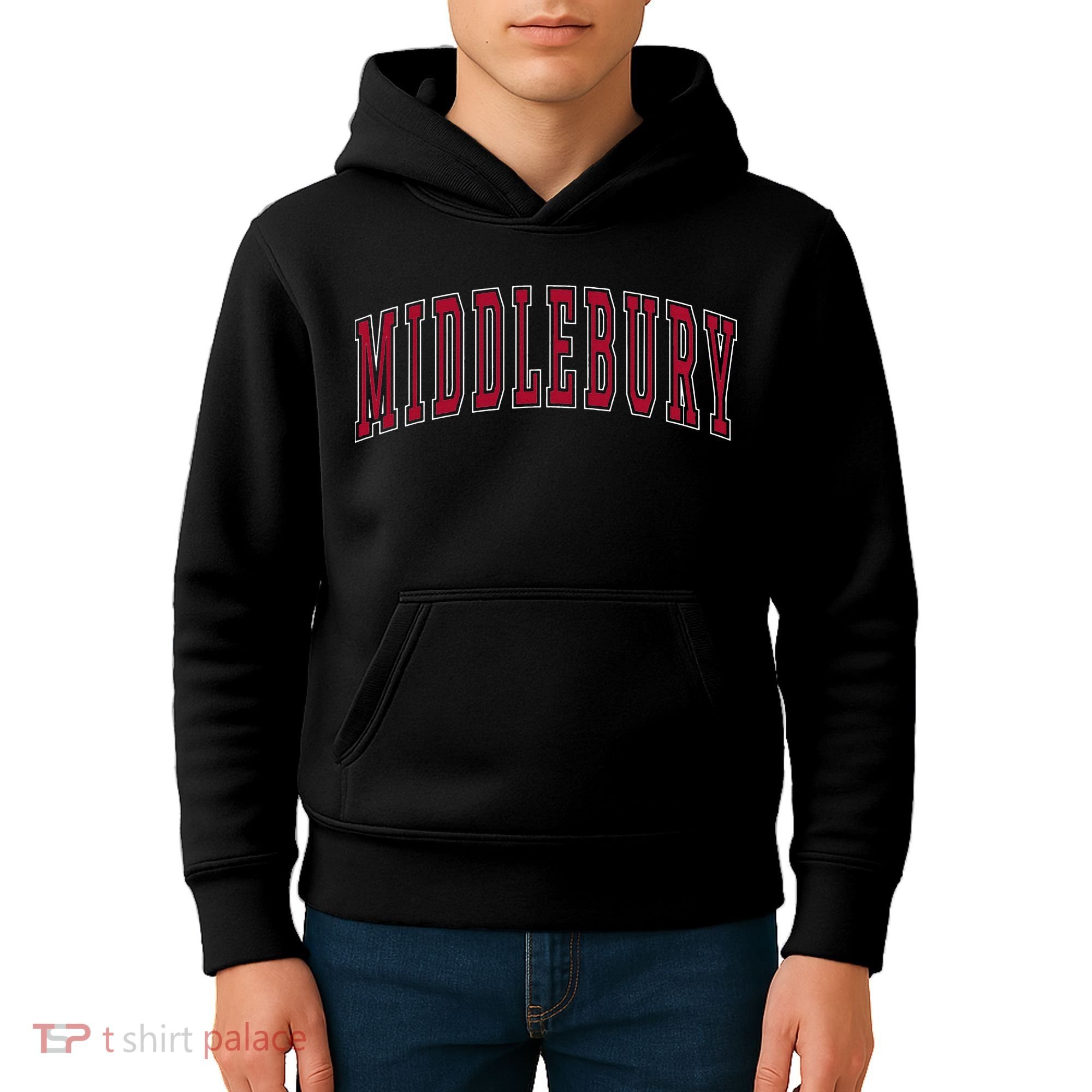 Middlebury Vermont Souvenir College Style Red Text Kids Hoodie