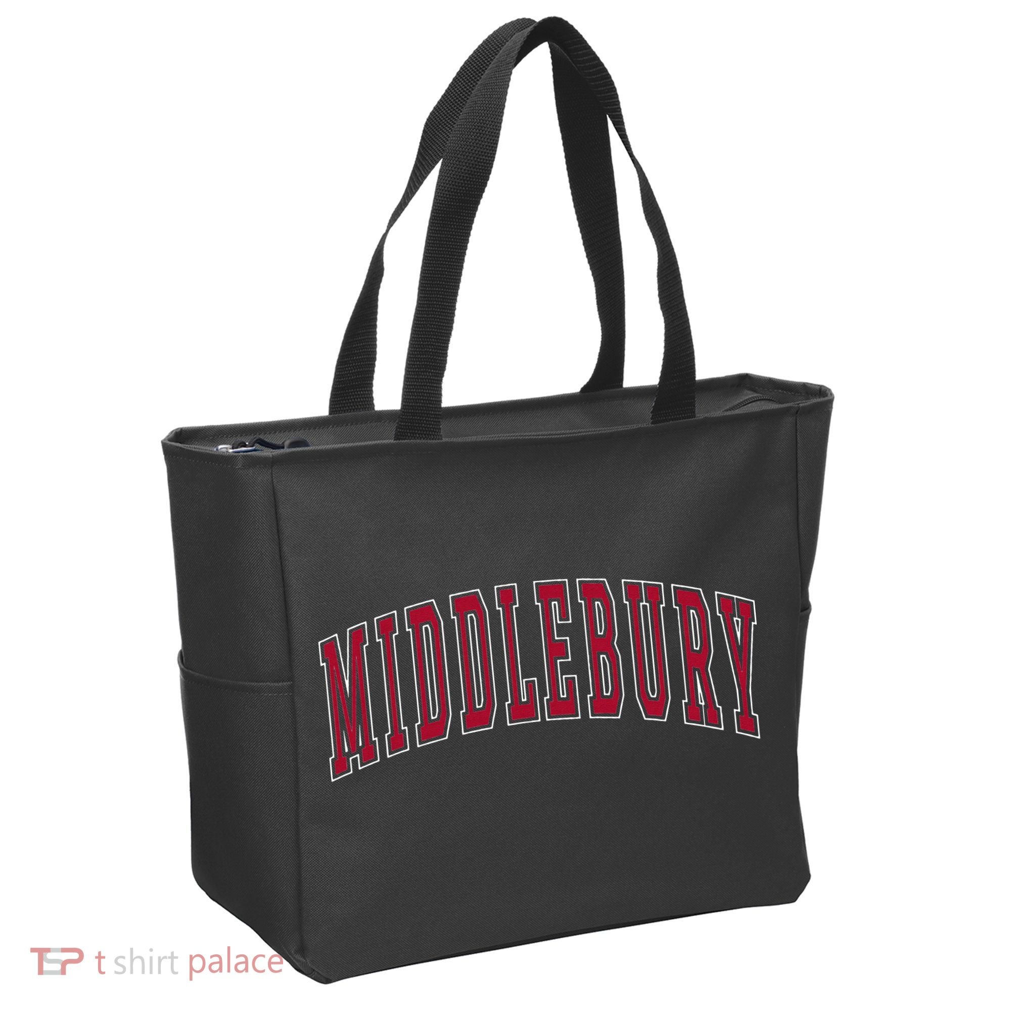 Middlebury Vermont Souvenir College Style Red Text Tote Bag