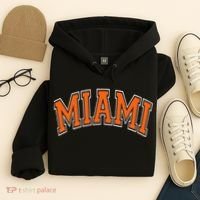 Miami Varsity Style Orange Text With White Outline Hoodie thumb 4
