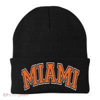 Miami Varsity Style Orange Text With White Outline Beanie thumb 0