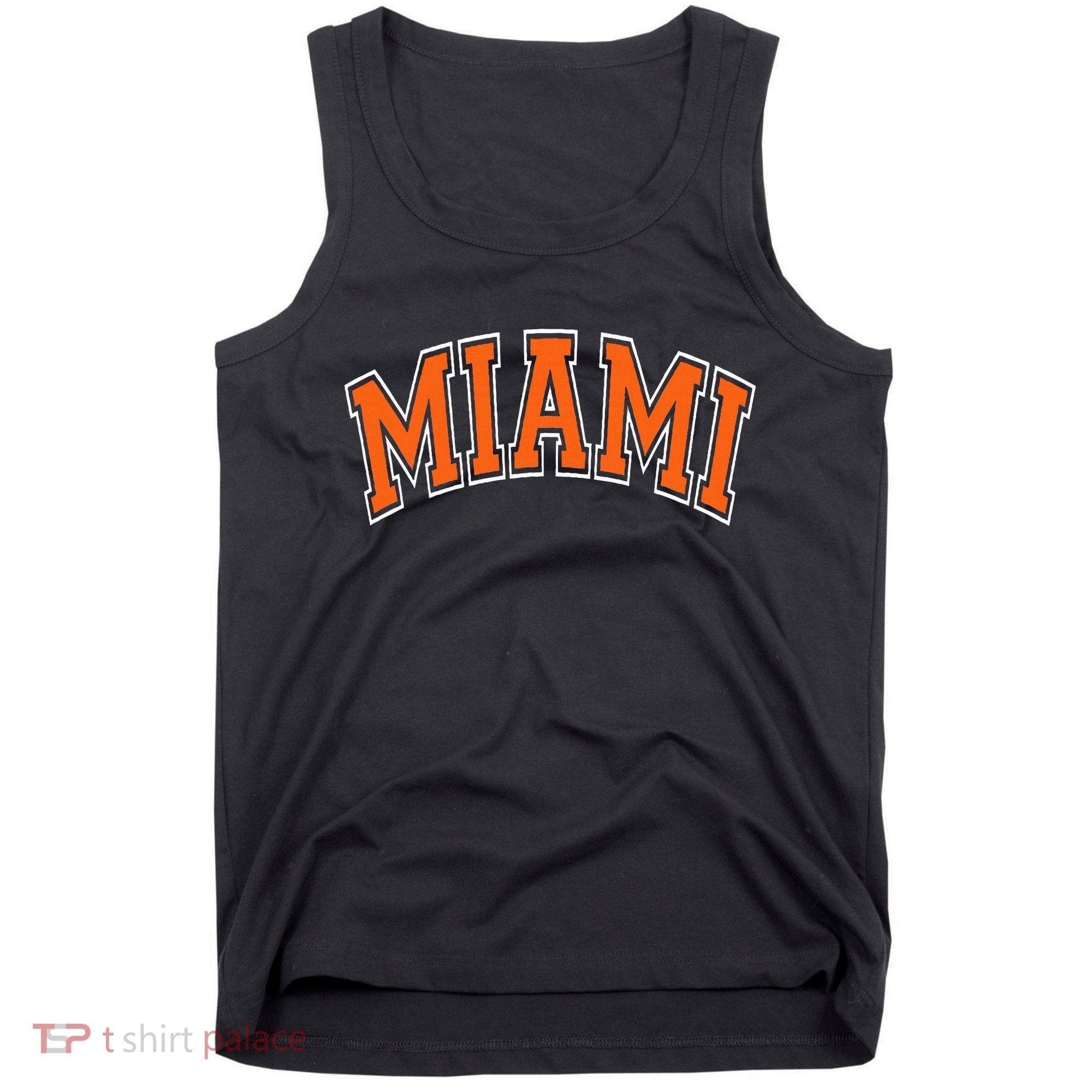 Miami Varsity Style Orange Text With White Outline Tank Top