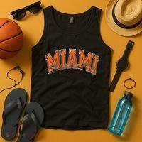 Miami Varsity Style Orange Text With White Outline Tank Top thumb 4