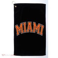 Miami Varsity Style Orange Text With White Outline Golf Towel thumb 0