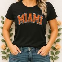 Miami Varsity Style Orange Text With White Outline Women's T-Shirt thumb 2