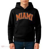 Miami Varsity Style Orange Text With White Outline Kids Hoodie thumb 4