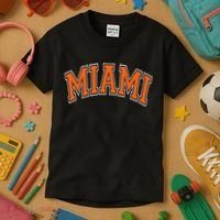 Miami Varsity Style Orange Text With White Outline Kids T-Shirt thumb 3