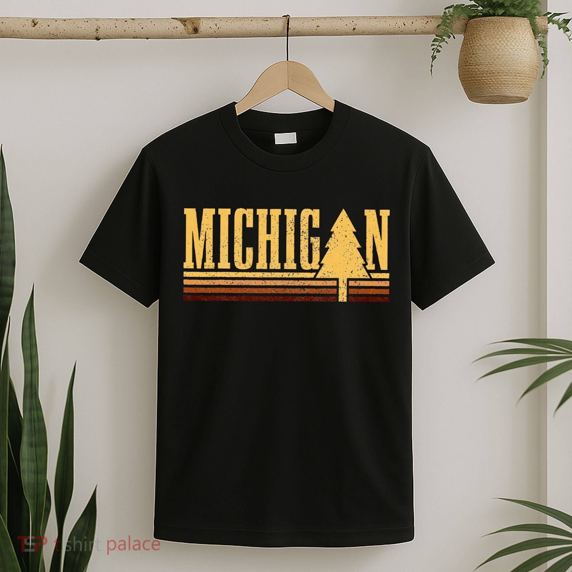 Michigan Vintage Tree State Pride Camping Hiking Michigan T-Shirt