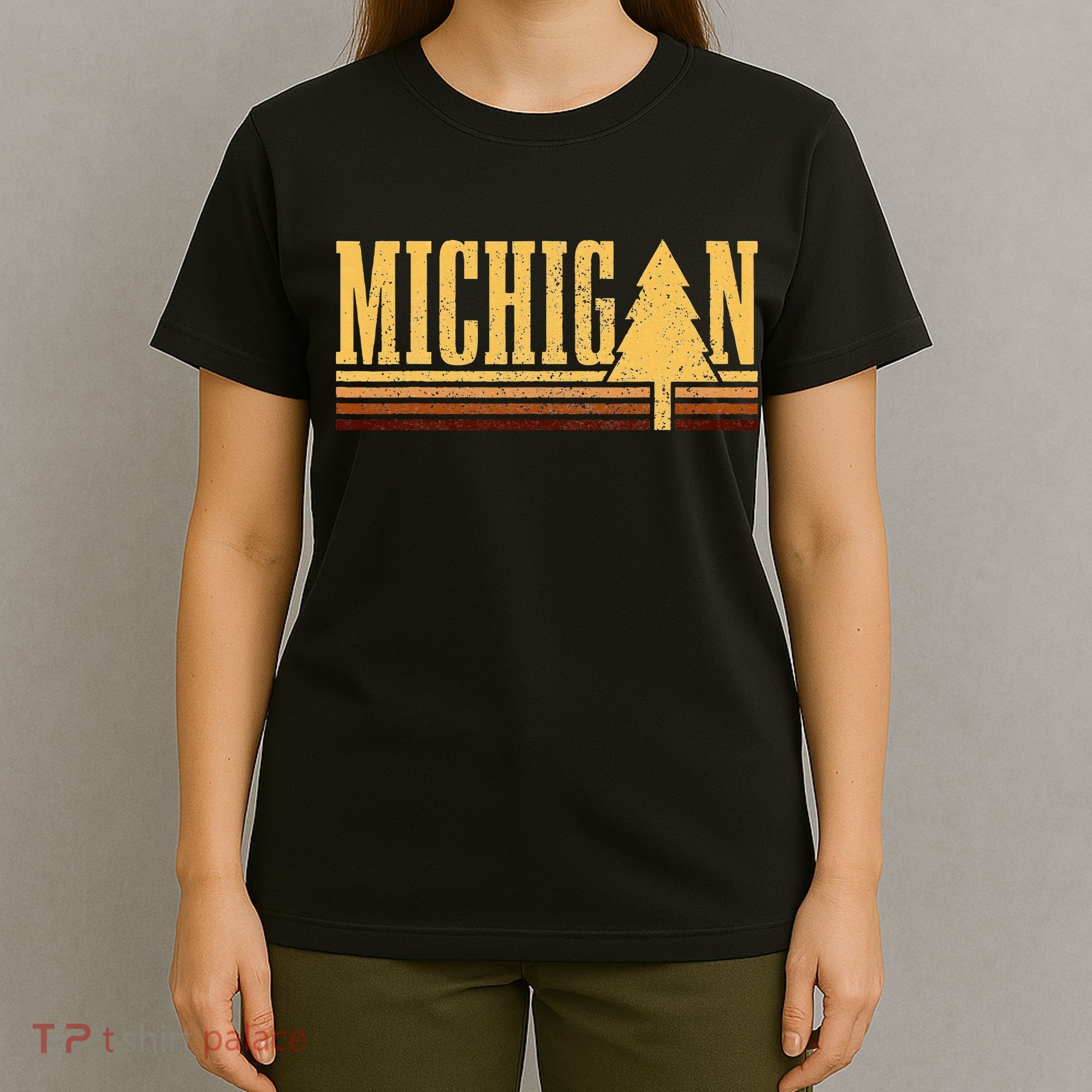 Michigan Vintage Tree State Pride Camping Hiking Michigan T-Shirt