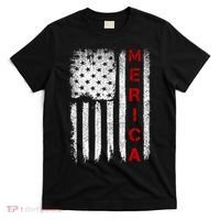 Merica Vintage USA Flag Stars And Stripes Funny 4th Of July T-Shirt thumb 0