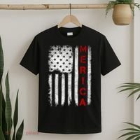 Merica Vintage USA Flag Stars And Stripes Funny 4th Of July T-Shirt thumb 2