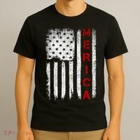 Merica Vintage USA Flag Stars And Stripes Funny 4th Of July T-Shirt thumb 3