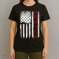 Merica Vintage USA Flag Stars And Stripes Funny 4th Of July T-Shirt thumb 4