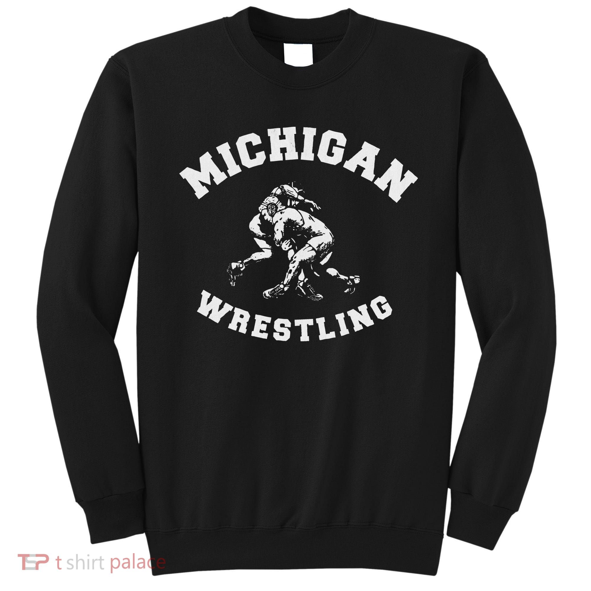 Michigan Wrestling 80s Distressed Retro Freestyle Wrestlers Sweatshirt