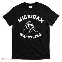 Michigan Wrestling 80s Distressed Retro Freestyle Wrestlers T-Shirt thumb 0