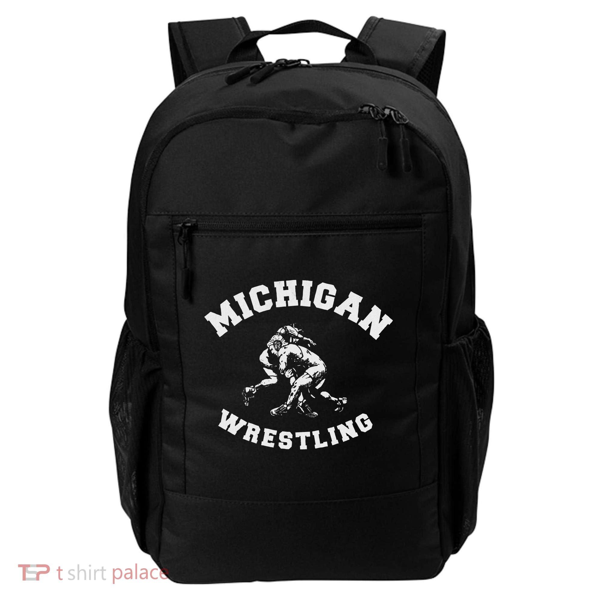 Michigan Wrestling 80s Distressed Retro Freestyle Wrestlers Backpack