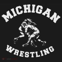 Michigan Wrestling 80s Distressed Retro Freestyle Wrestlers Women's Hoodie thumb 2